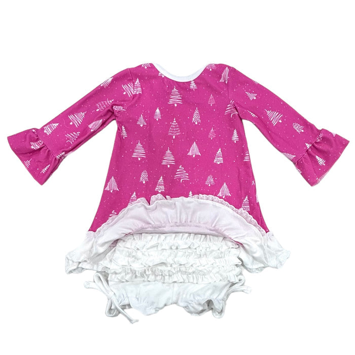 Gown with Bloomers - White Trees on Magenta Holiday Lounge - Sugar Bee Clothing