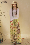 ELFSACK Gradient Lace Print Wide Leg Pants