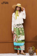 ELFSACK Graffiti Printed Pleated Midi Skirt