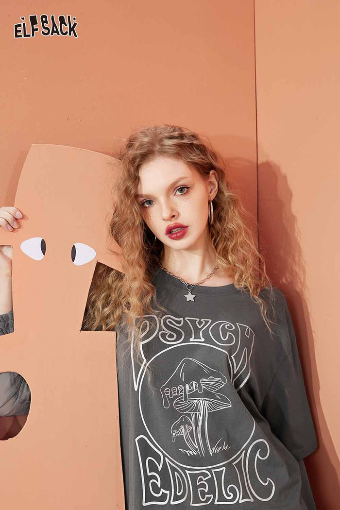 Graphic Fake Two Piece Mushroom Tee