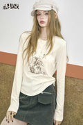 Graphic Print Long Sleeve Henley Tee