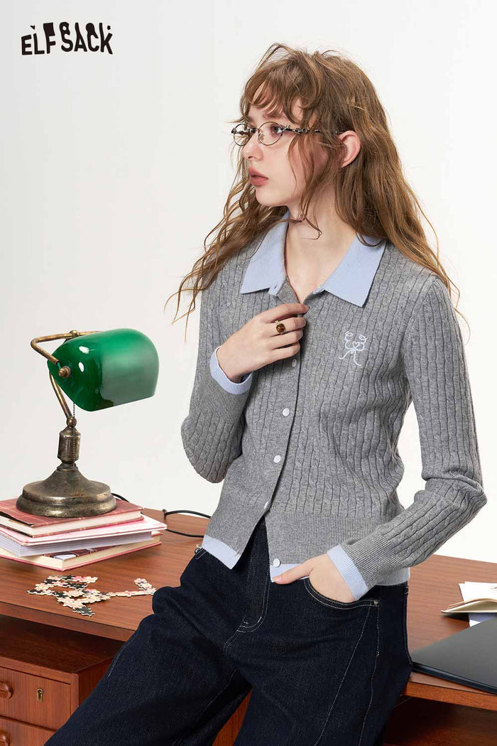 Graphic Print Long Sleeve Knit Sweater