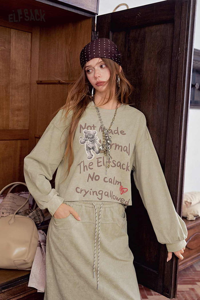 Graphic Print Sweatshirt Skirt Set