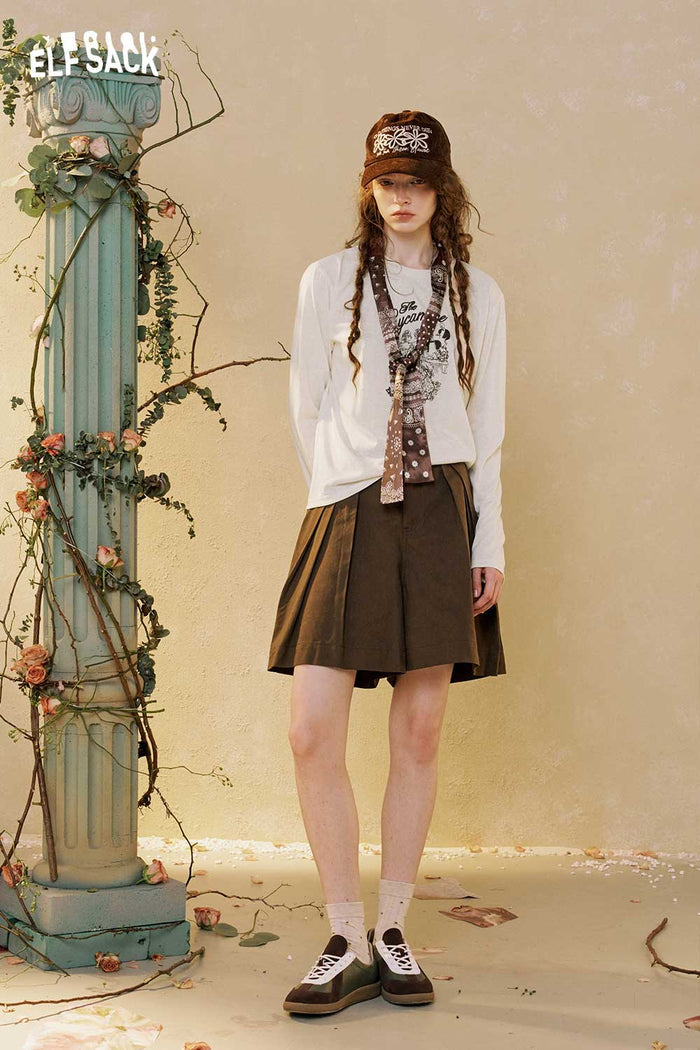 ELFSACK Graphic Top Pleated Skirt Set
