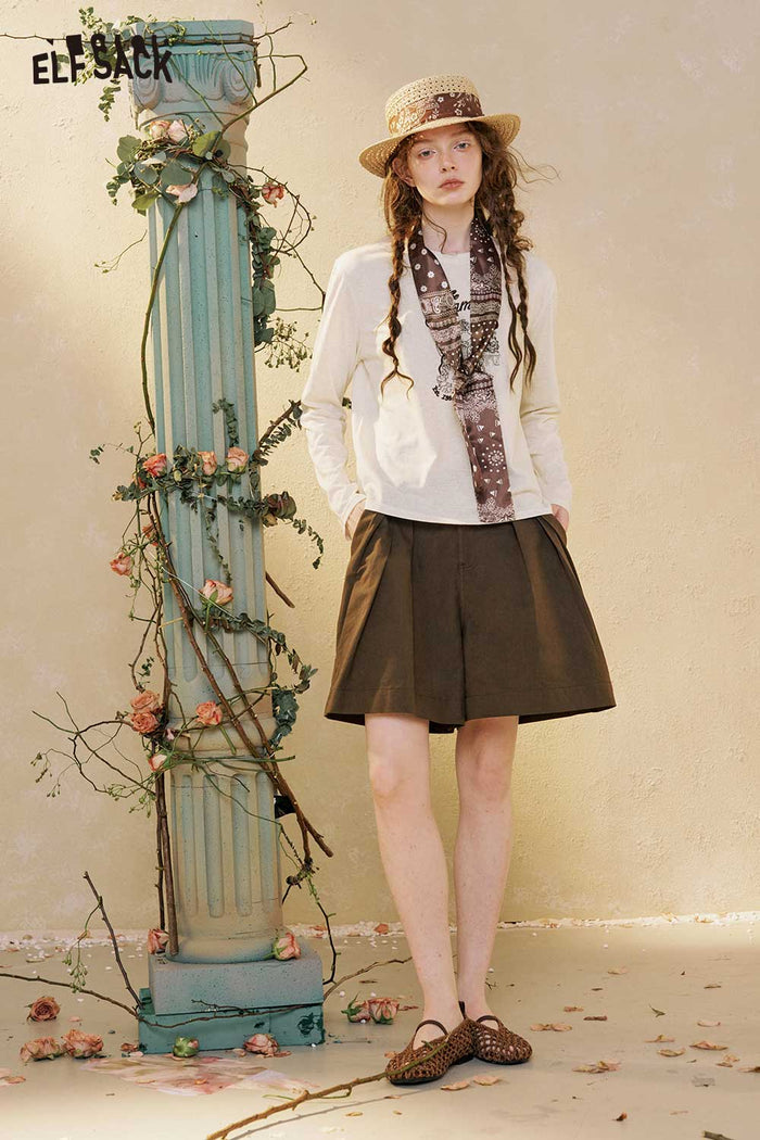 ELFSACK Graphic Top Pleated Skirt Set
