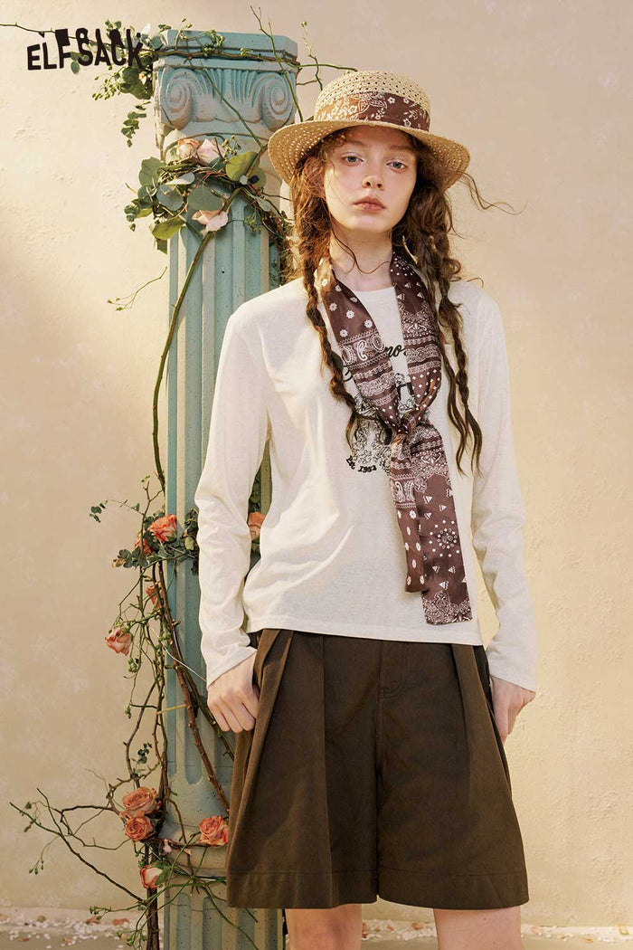 ELFSACK Graphic Top Pleated Skirt Set