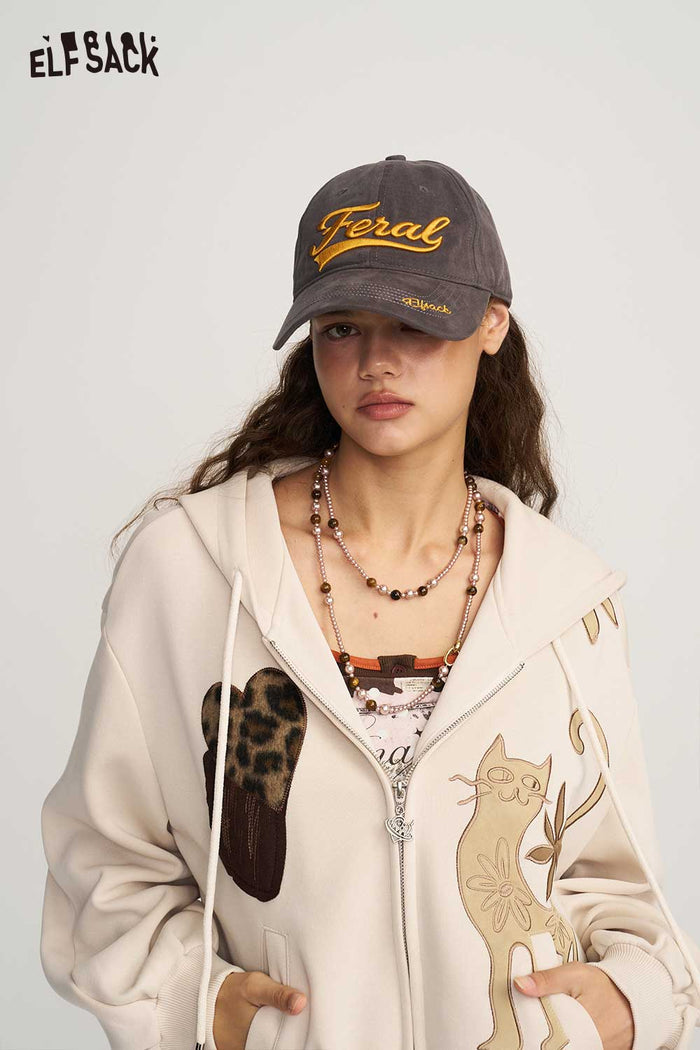 Grey Embroidered Letter Baseball Cap