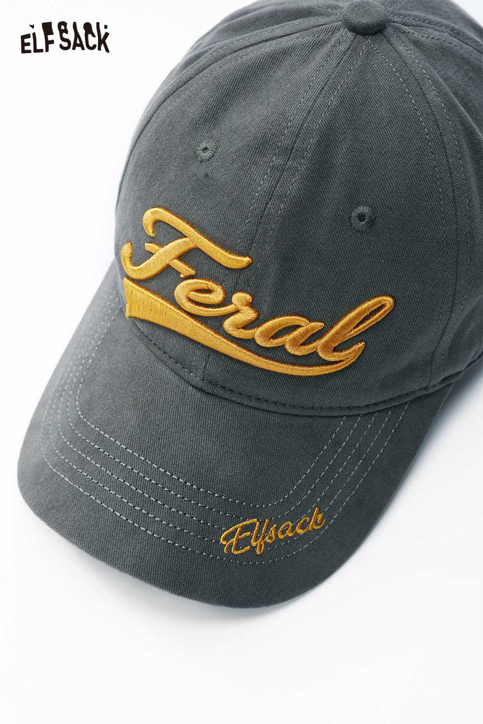Grey Embroidered Letter Baseball Cap