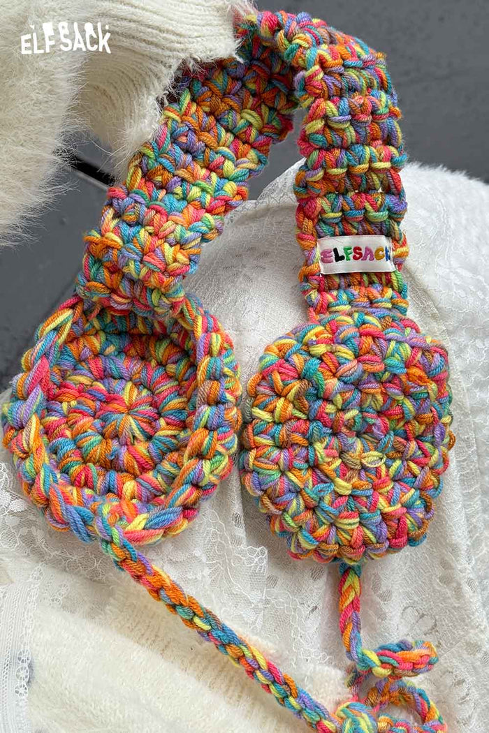 ELFSACK Hand-Knitted Color Block Pattern Ear Warmers