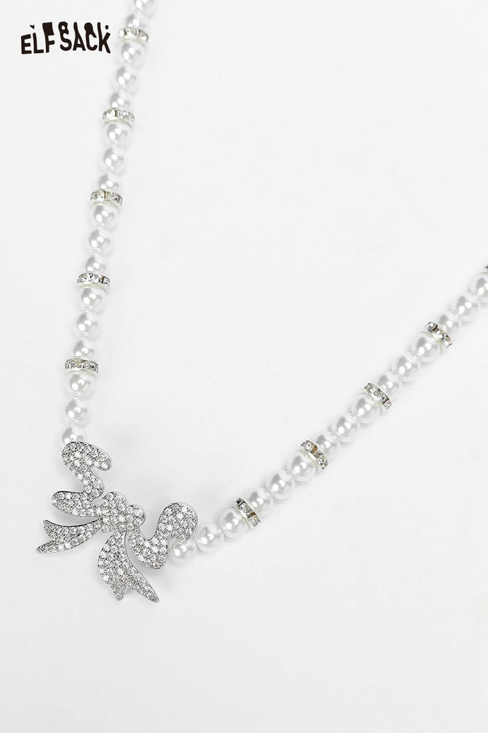 ELFSACK Handcrafted Pearl Necklace Alloy Minimalist Pendant for Layering