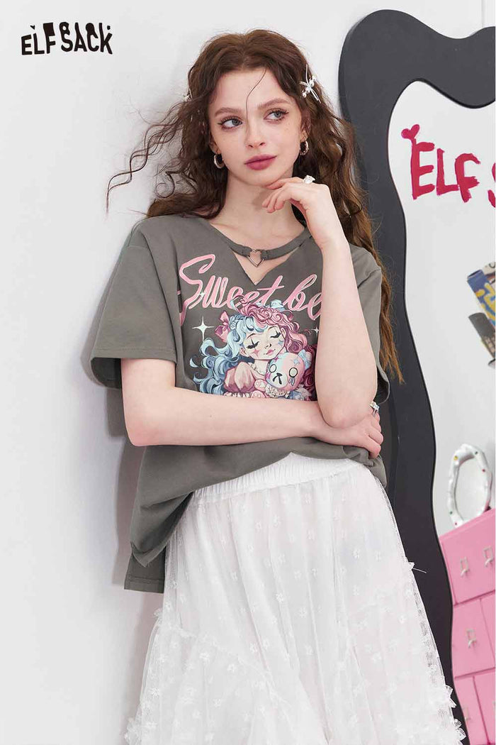 ELFSACK Heart Choker Sweet Bear Girl Tee