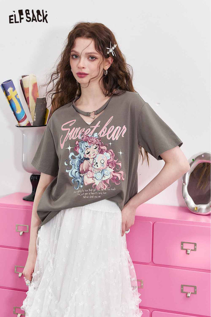ELFSACK Heart Choker Sweet Bear Girl Tee