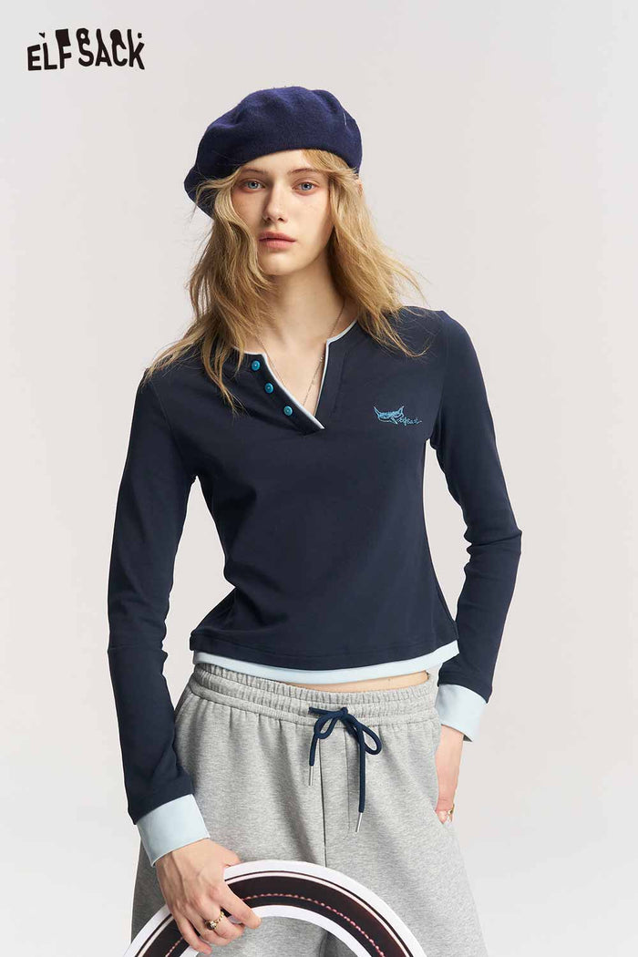 Henley Ringer Long Sleeve T Shirt