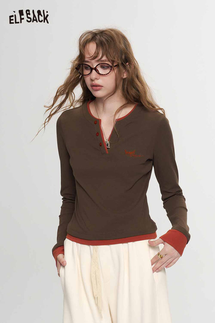Henley Ringer Long Sleeve T Shirt