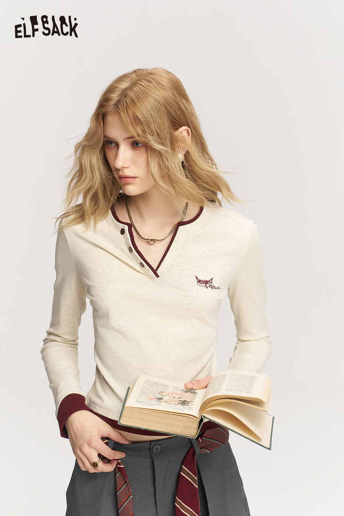 Henley Ringer Long Sleeve T Shirt