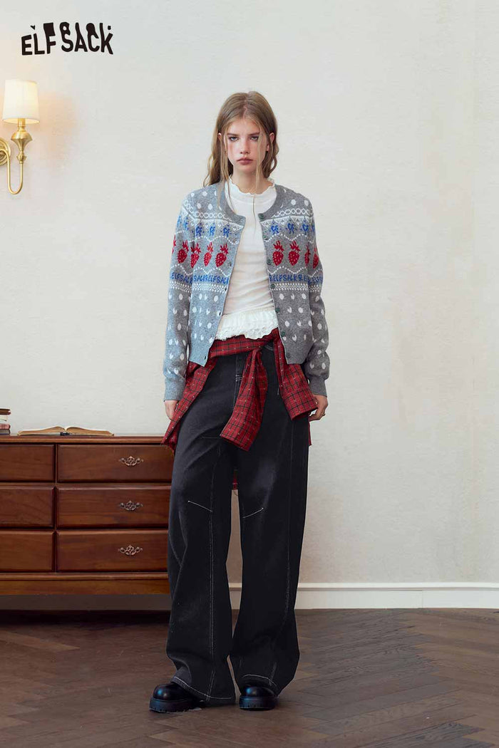 High Waist Contrast Stitch Wide Leg Jeans