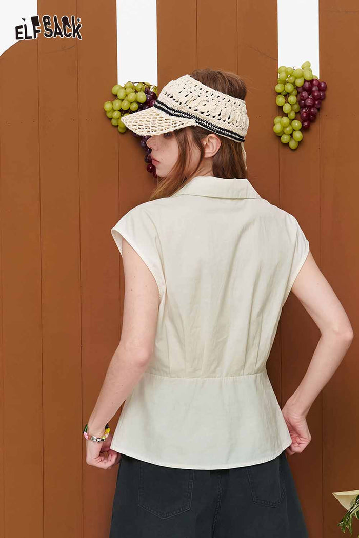 ELFSACK High Waist Elastic Waist Wide Leg Shorts