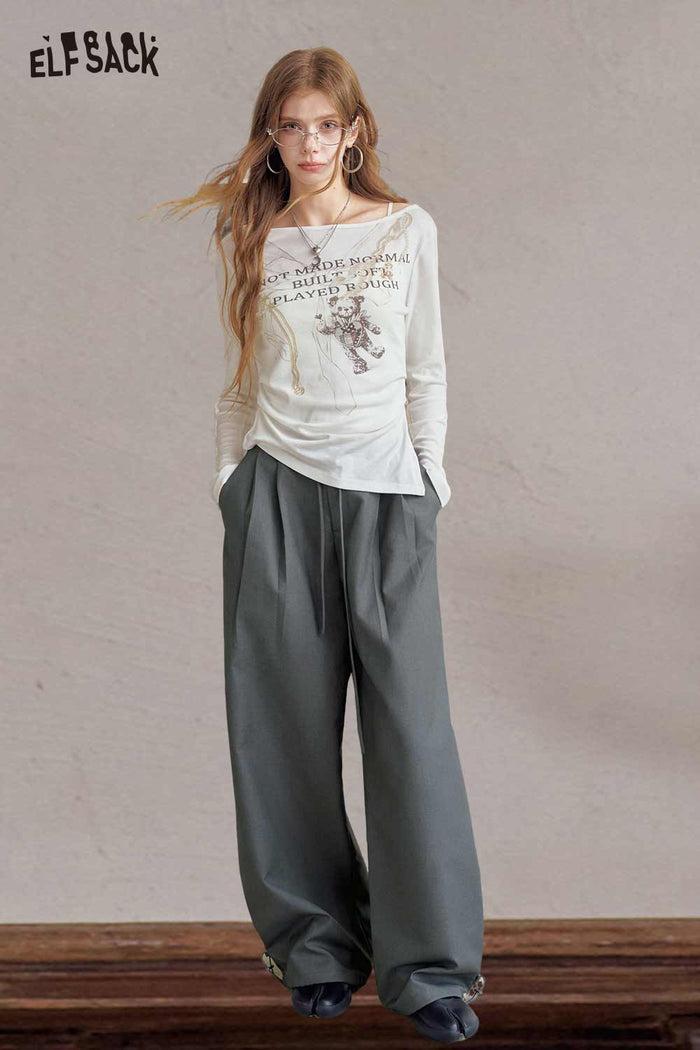 High Waist Loose Ankle Drawstring Pants