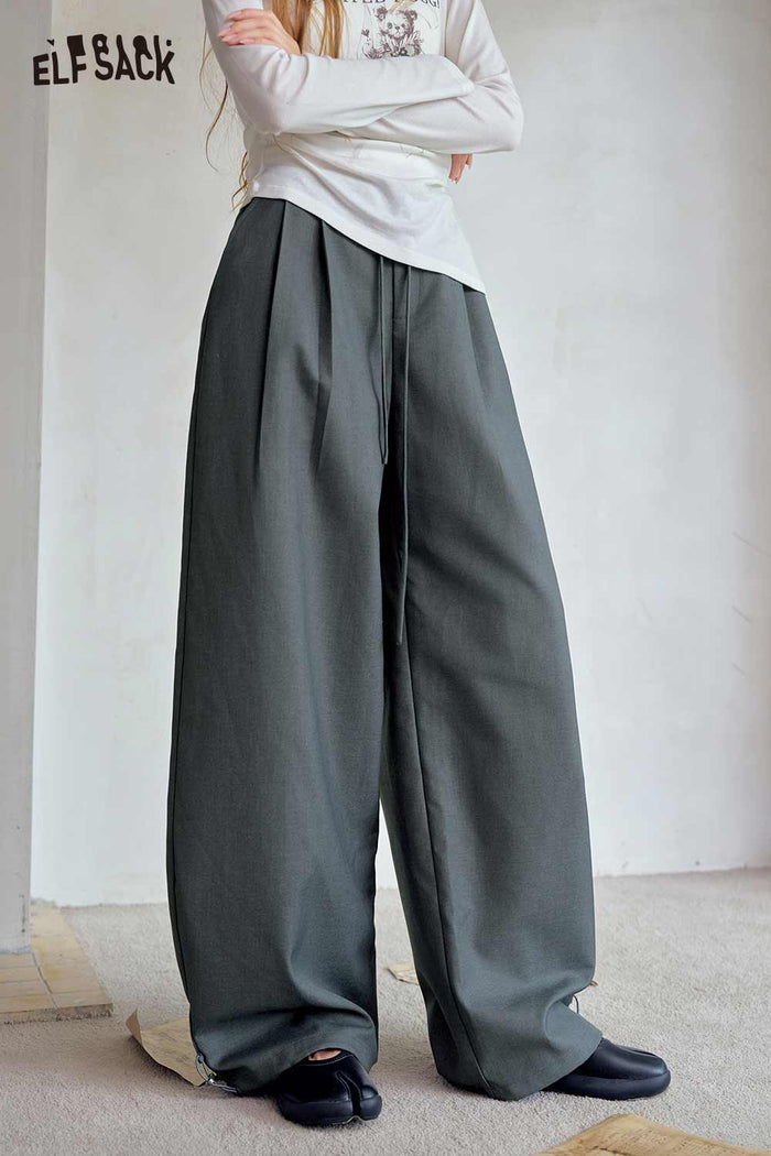 High Waist Loose Ankle Drawstring Pants