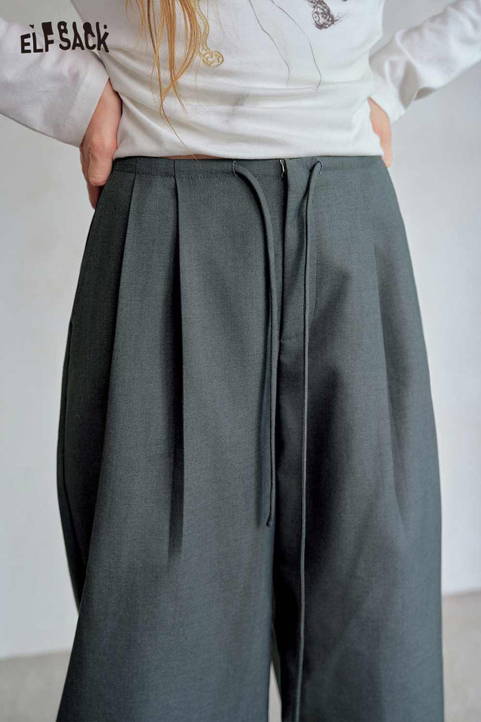 High Waist Loose Ankle Drawstring Pants
