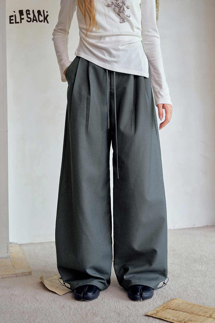 High Waist Loose Ankle Drawstring Pants
