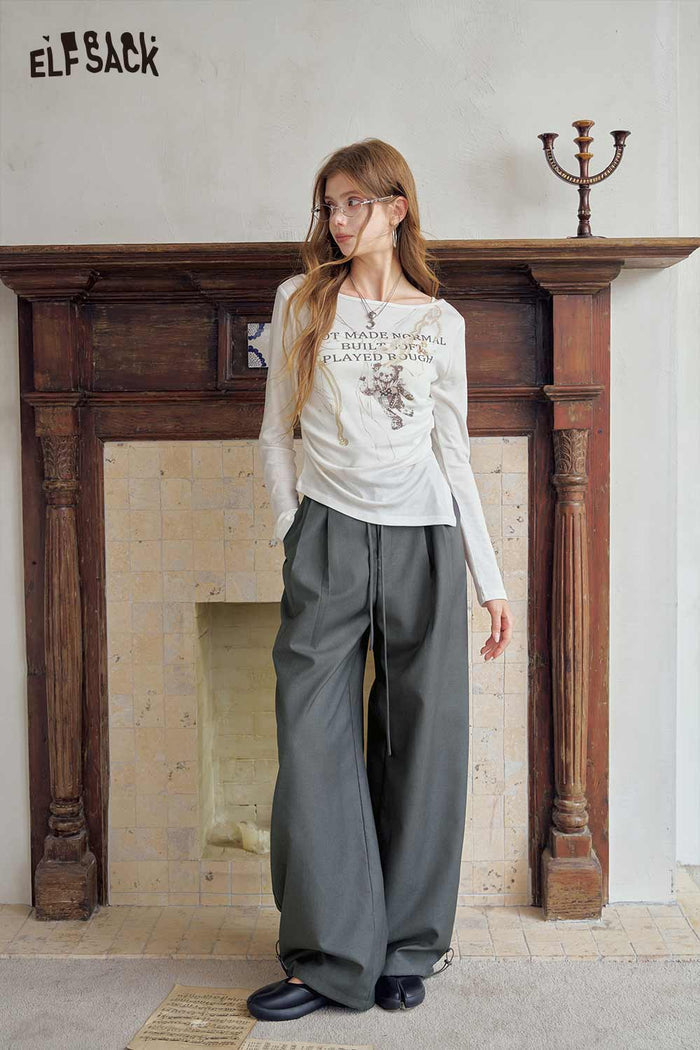 High Waist Loose Ankle Drawstring Pants