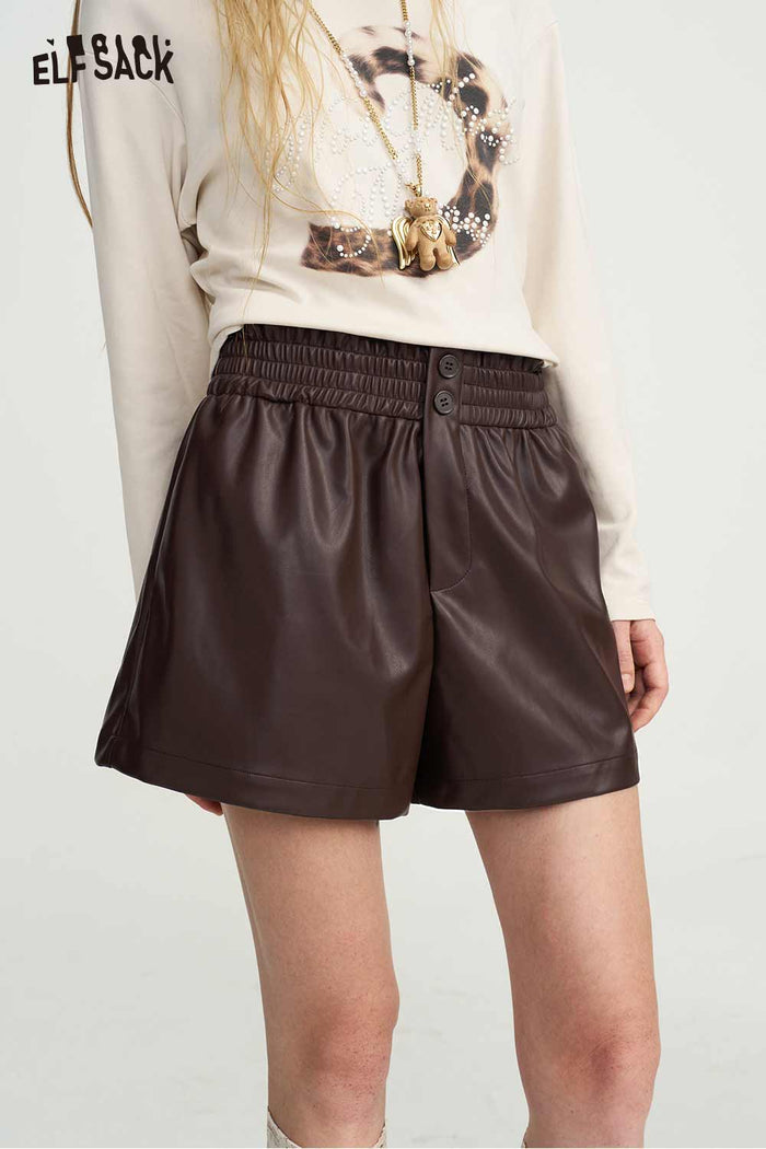 High Waist Two-Button Smocked Shorts