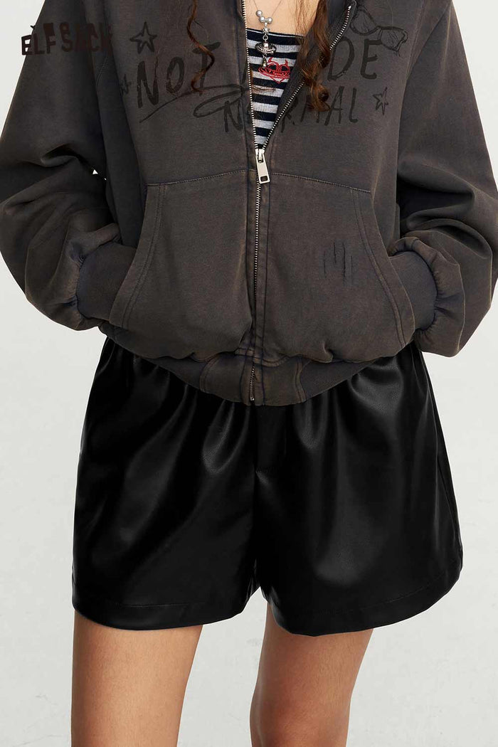 High Waist Two-Button Smocked Shorts