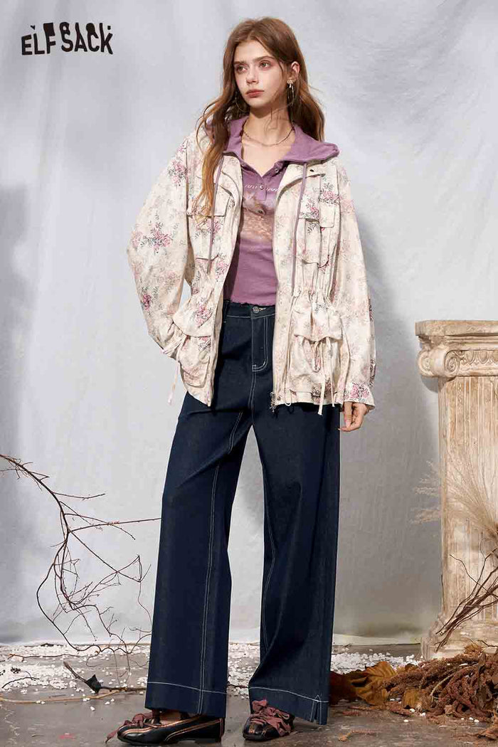 High Waist Wide Leg Dark Blue Jeans