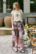 ELFSACK Horse Art Print High Waist Wide Leg Pants