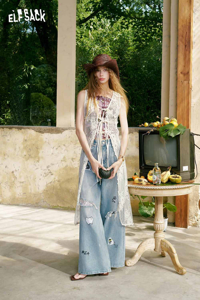 ELFSACK Horse Mural Patchwork Crop Cami