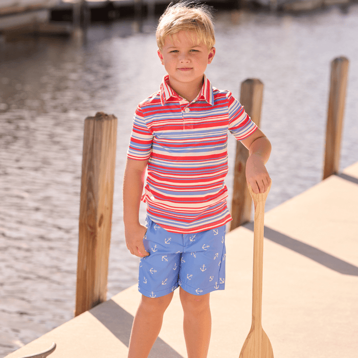 Kent Golf Shorts - French Blue Anchors - Sugar Bee Clothing
