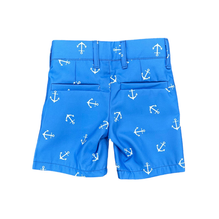 Men's Golf Shorts - French Blue Anchors - Sugar Bee Clothing