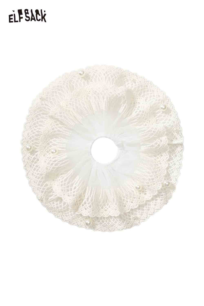 ELFSACK Lace Mesh Pearl Decorated Scrunchie
