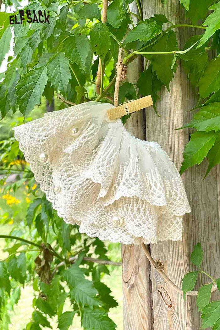 ELFSACK Lace Mesh Pearl Decorated Scrunchie