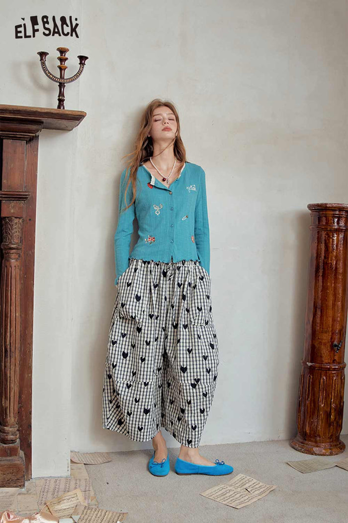 Lace Trim Cartoon Embroidered Crop Cardigan