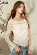 Lace Trim Tie Waist Long Sleeve Sweater