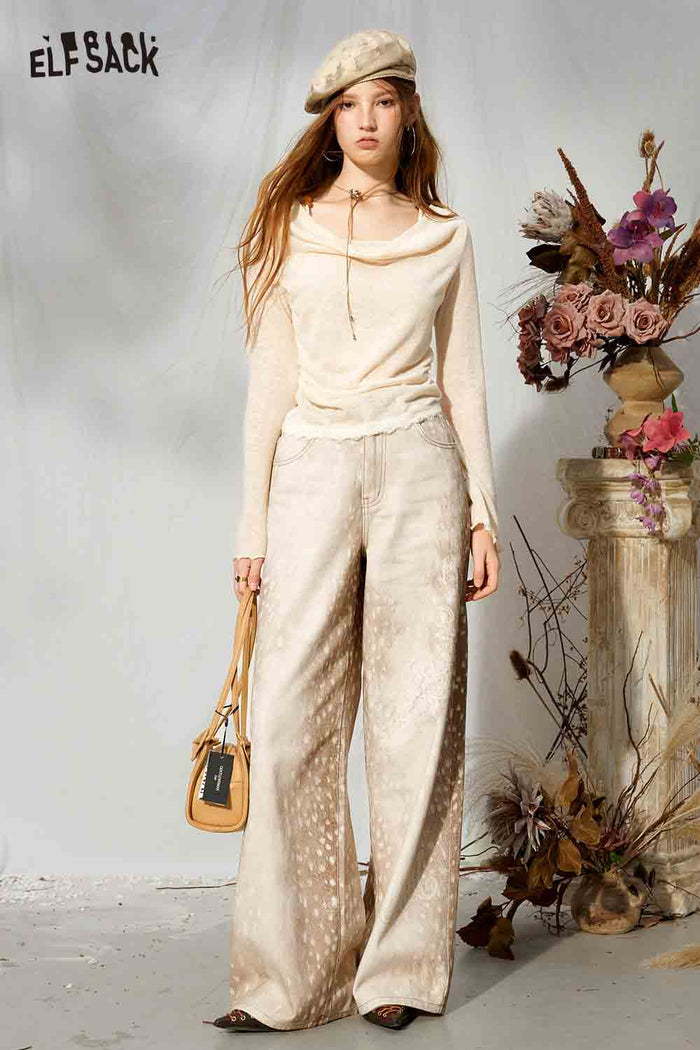 Lace Trim Tie Waist Long Sleeve Sweater