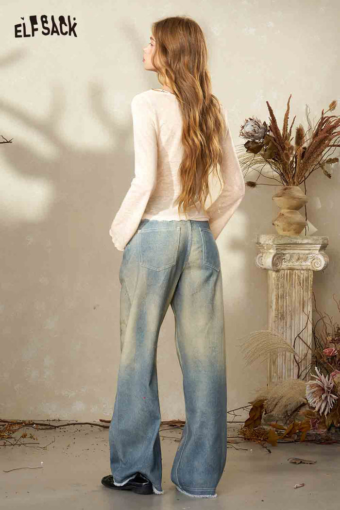 Lace Trim Tie Waist Long Sleeve Sweater