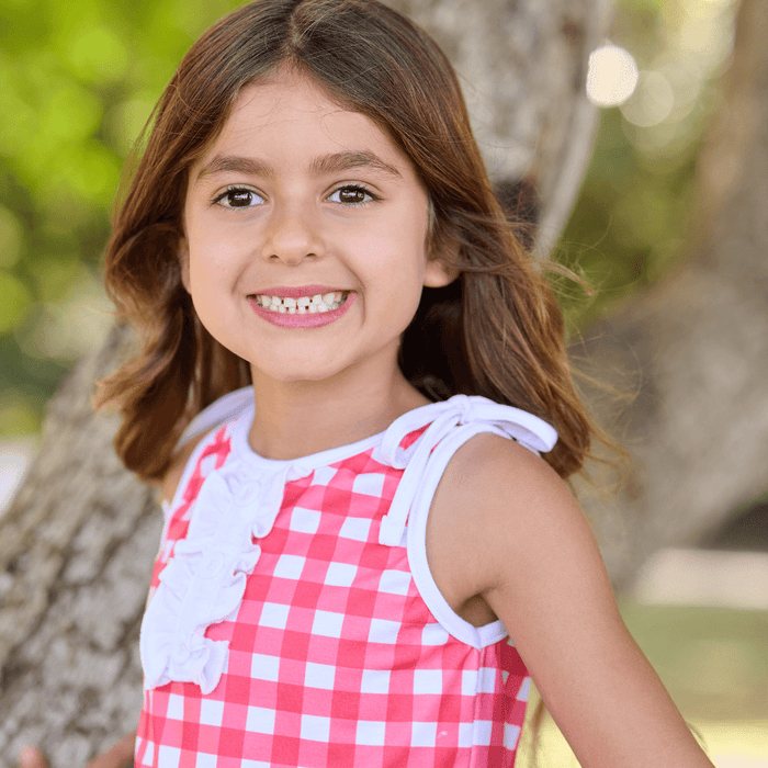 Lauren Ruffle Tank - Red Gingham - Sugar Bee Clothing
