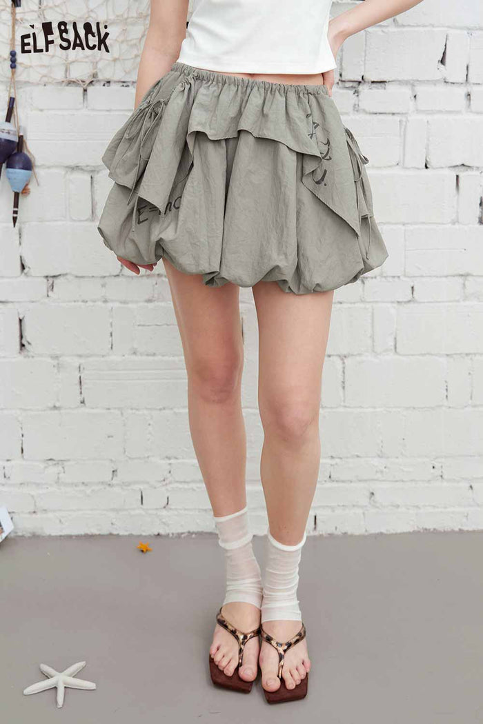 ELFSACK Layered Ruffle Puffball Mini Skirt