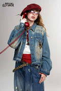 Leopard Print Doodle Loose Short Lapel Jacket