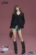 Leopard Print Ruffle V-Neck Blouse