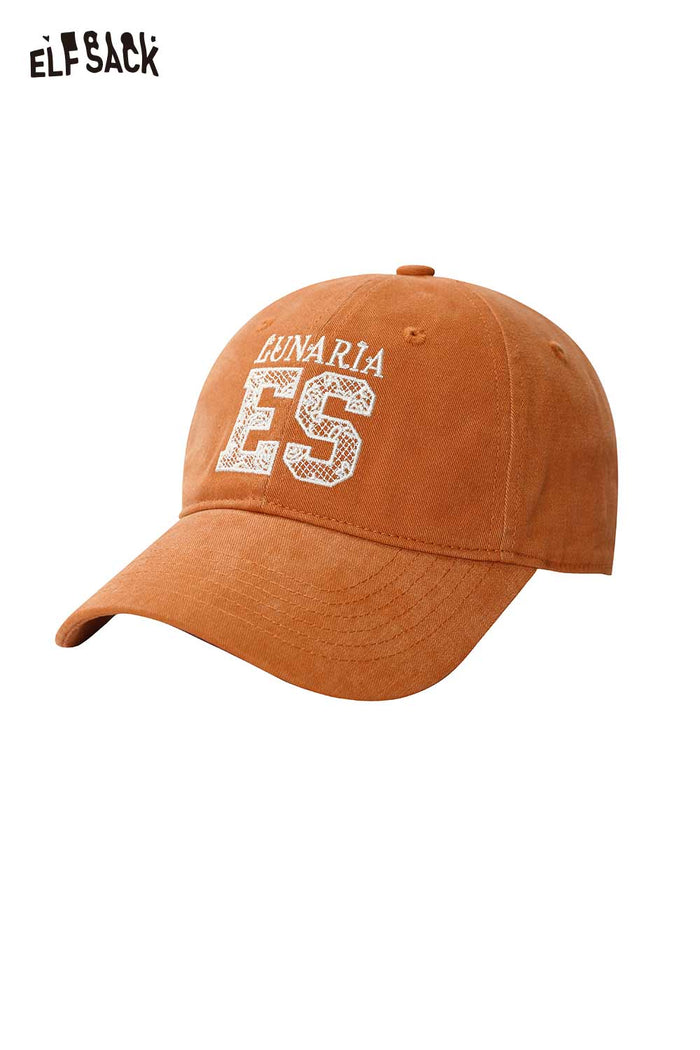 Letter Embroidered Brown Baseball Cap