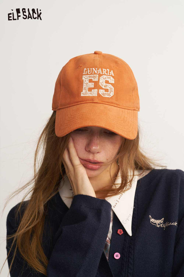 Letter Embroidered Brown Baseball Cap