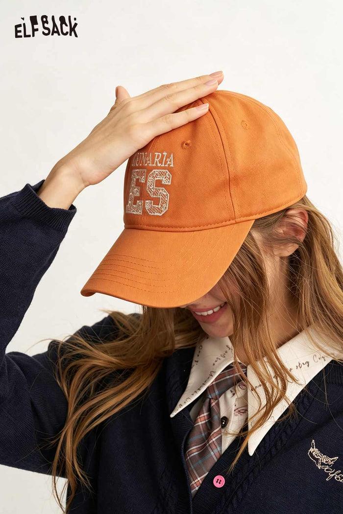 Letter Embroidered Brown Baseball Cap