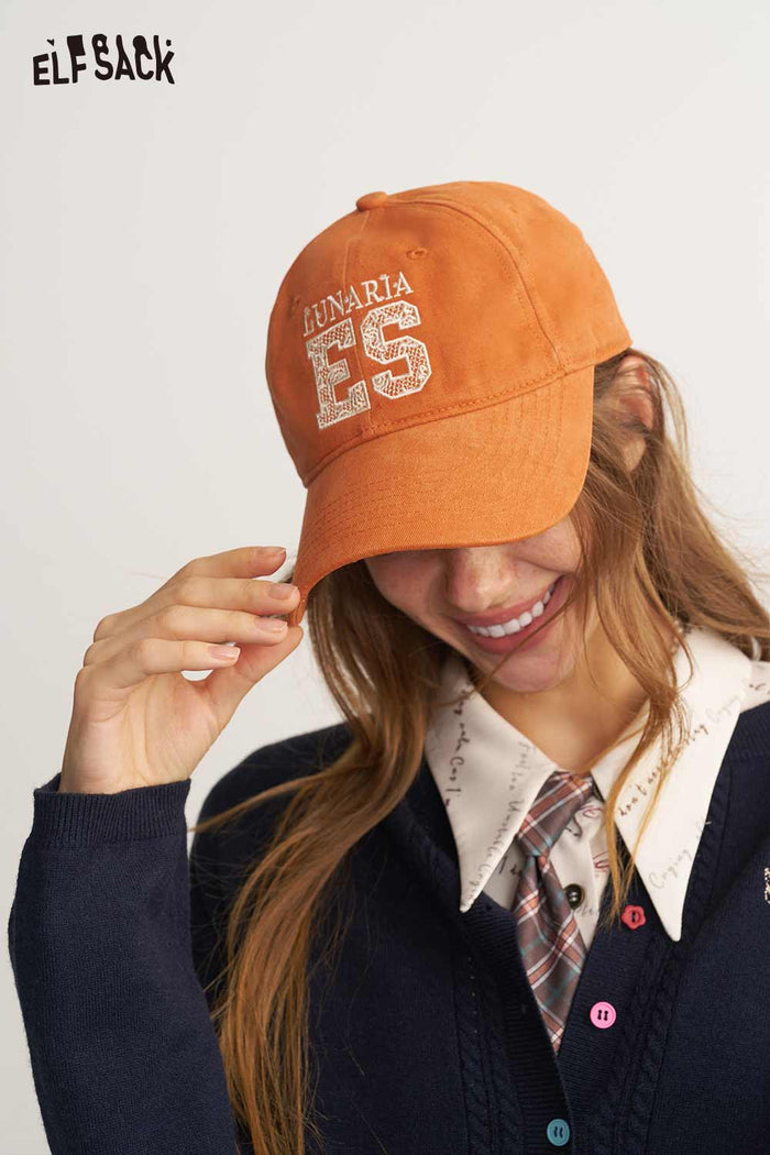 Letter Embroidered Brown Baseball Cap