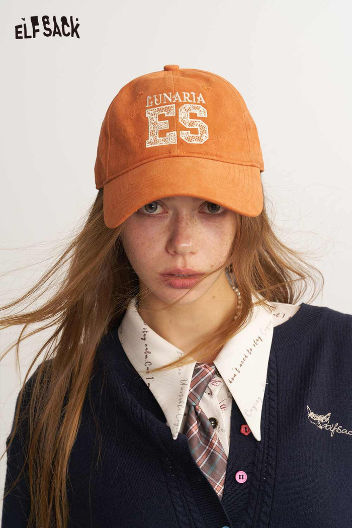 Letter Embroidered Brown Baseball Cap