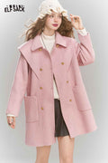 ELFSACK Light British Style Gray Mid Length Coat