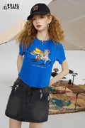 ELFSACK Light Casual Slimming Short Sleeve Graphic Solid Tshirt